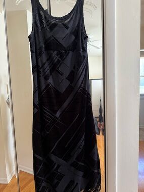Dkny Black Geometric Velvet-Print Maxi Dress